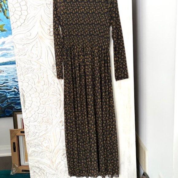 Free People Sheer Long Dress Long Sleeves Runched Top Size L - Picture 3 of 11